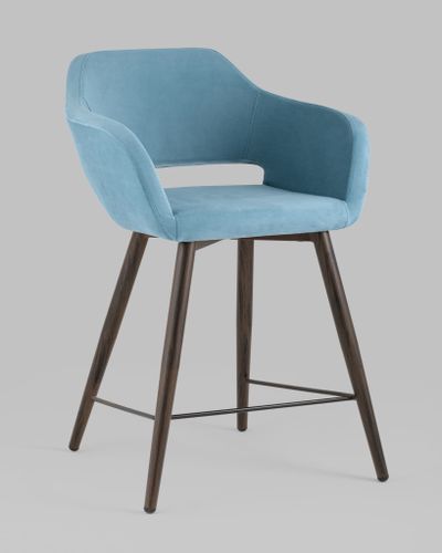 Стул полубарный Саймон велюр пыльно-голубой