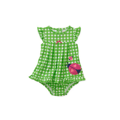 Боди детское в клетку с крылышками и аппликацией божьей коровки