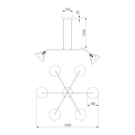 70161/6 / подвесной светильник / черный Smart