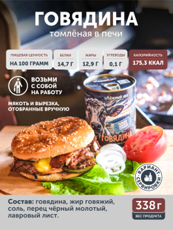 Мясной набор Говядина + Индейка томлёные в печи ТАЁЖНЫЙ ЦЕХ