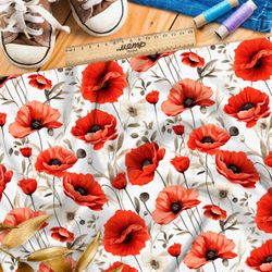 Ткань премиум мембрана поле красных маков