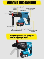 Перфоратор аккумуляторный, бесщеточный мотор, кейс, два аккумулятора
