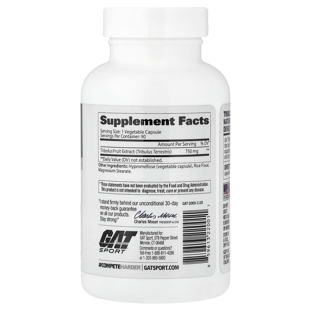 GAT, якорцы, добавка для повышения работоспособности для мужчин, 90 растительных капсул (750 мг в 1 капсуле)