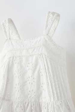 ZARA ТОП С АЖУРНОЙ ВЫШИВКОЙ, БЕЛЫЙ