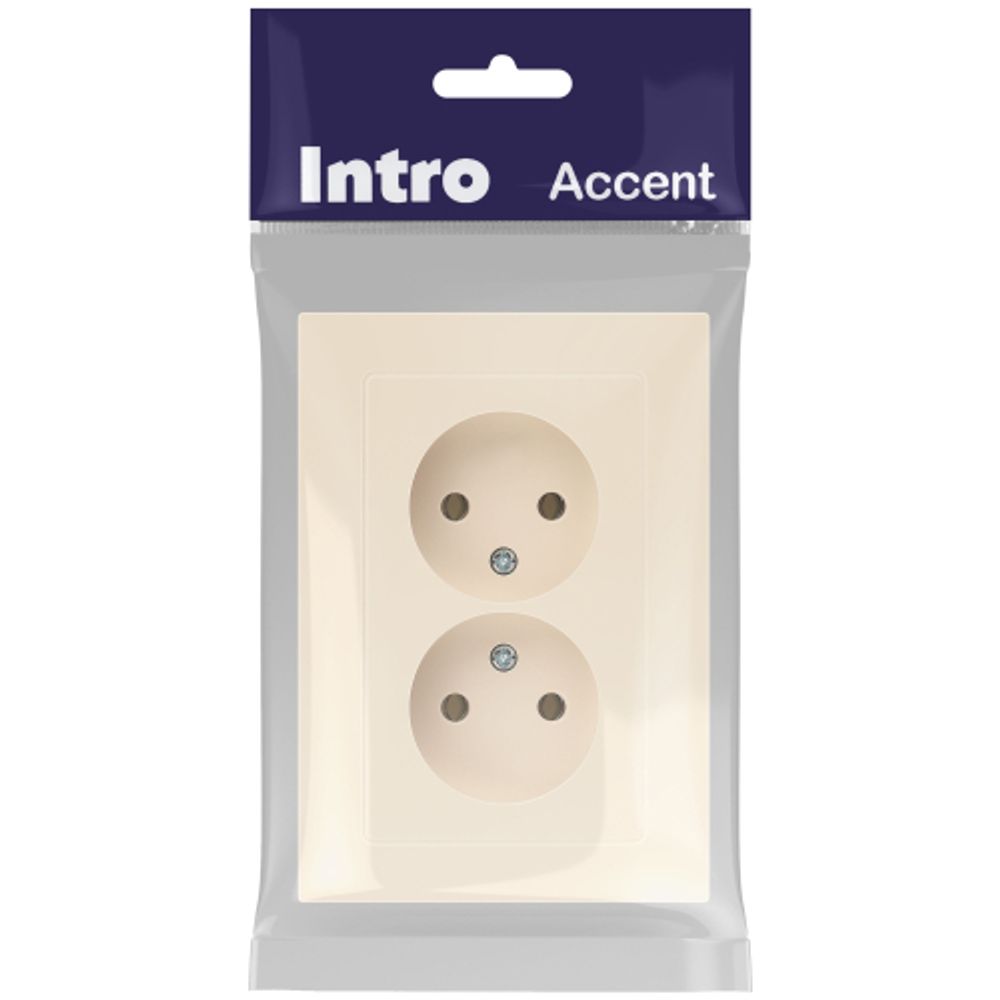 Розетка Intro Accent 6-204-02 двойная 2х2P 16А-250В IP20 СУ AL/CU слоновая кость