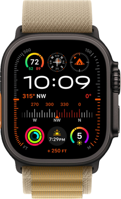 Apple Watch Ultra 2 49mm Alpine Loop Tan / Black Titanium Case