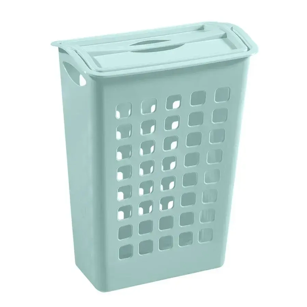 КОРЗИНА ДЛЯ БЕЛЬЯ С ПОВОРОТНОЙ КРЫШКОЙ УЗКАЯ 430х580 ММ (Светло-голу (комплект 6 шт)