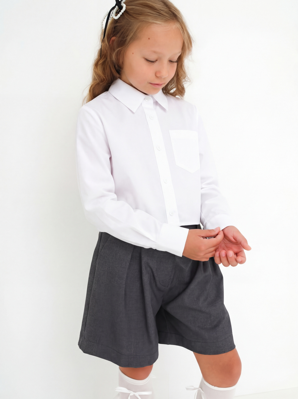 Рубашка укороченная, белая