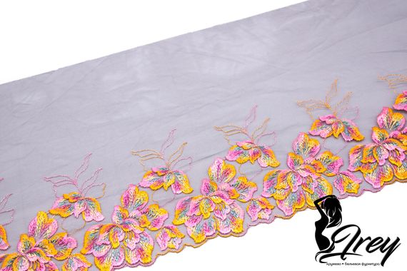 05-114 Вышивка на неэл. сетке 22 см, Negroni, черный/оранжевый/лиловый