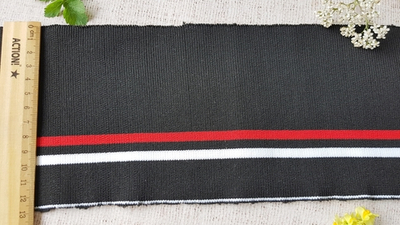 Подвязы трикотажные, ш. 14 см, L 123 см, чёрный с красным/белым