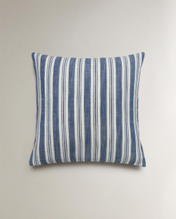 Zara Home наволочка декоративная из хлопка, синий, в полоску, 45x45 см