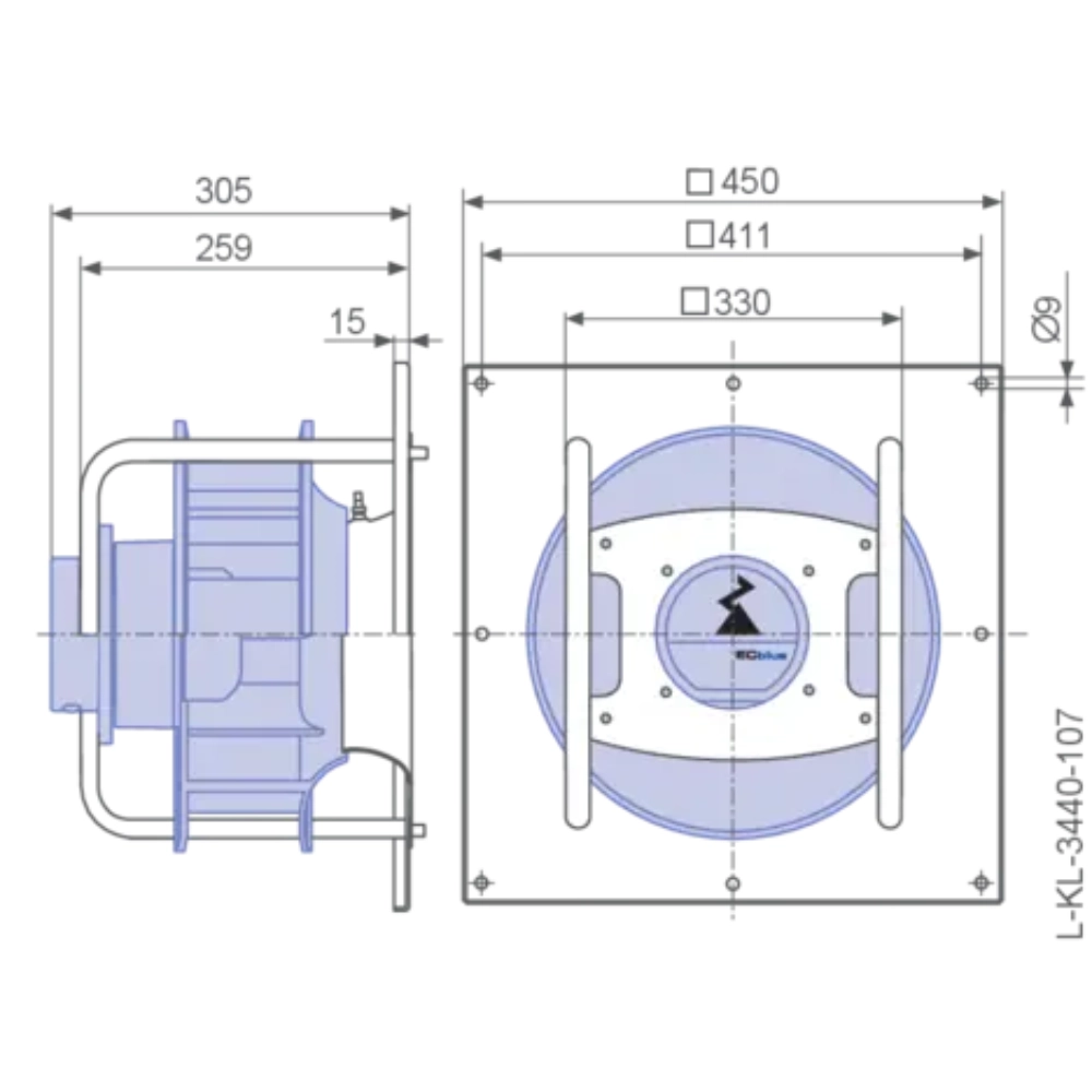 Модульный вентилятор Menerga Radial fan GR (ZIEHL-ABEGG ZAvblue)