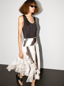 Massimo Dutti Длинная атласная блузка без рукавов, черный