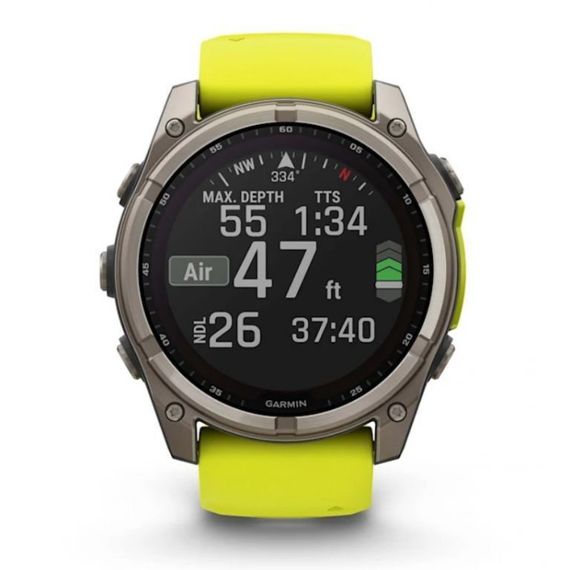 Garmin Fenix 8 51 мм Solar Titanium – жёлто-серый ремешок, сапфировое стекло