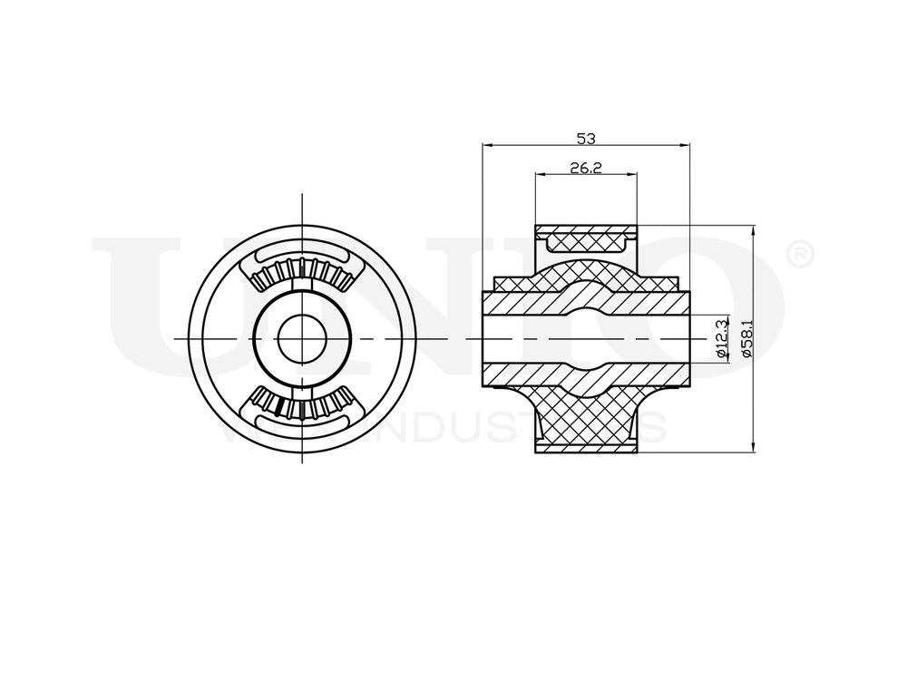 Сайлентблок задний переднего нижнего рычага UNIO RMP-20663