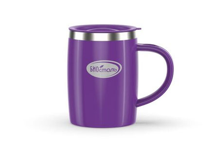 Термокружка Biostal Flёr дутая 0,4л.с крышкой фиолетовая