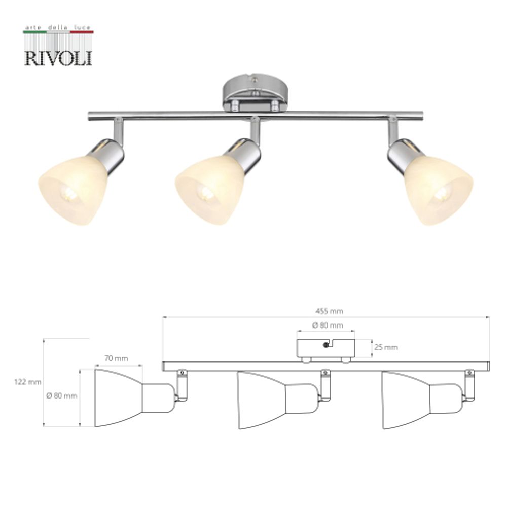 Светильник настенно-потолочный спот Rivoli   7051-703 3 х Е14 40 Вт поворотный