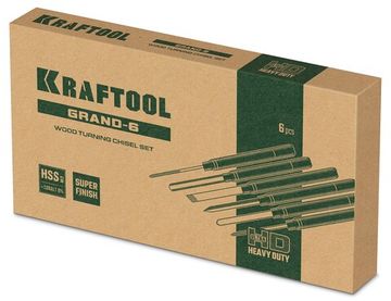 KRAFTOOL Grand-6 6 предм., Набор ручных резцов по дереву (18368)
