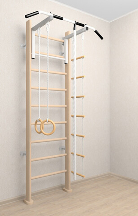 Деревянная шведская стенка Sv Sport 902с (Турник стандарт/Канат/Кольца/Лестница)