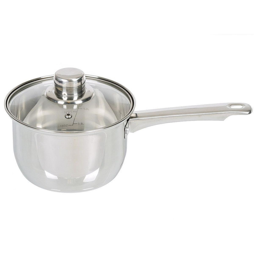 Ковш нерж, 1.9 л, крышка стекло, металл ручка, DNN3, SD-A17-16S