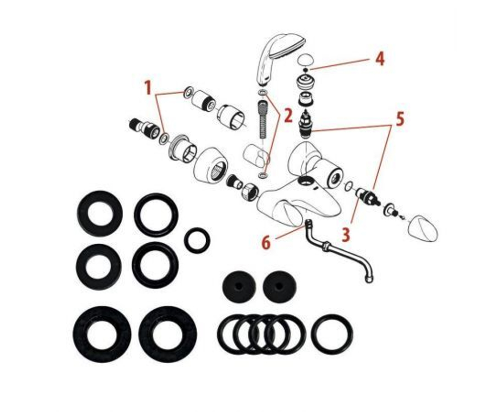 Набор прокладок для кнопочного смесителя