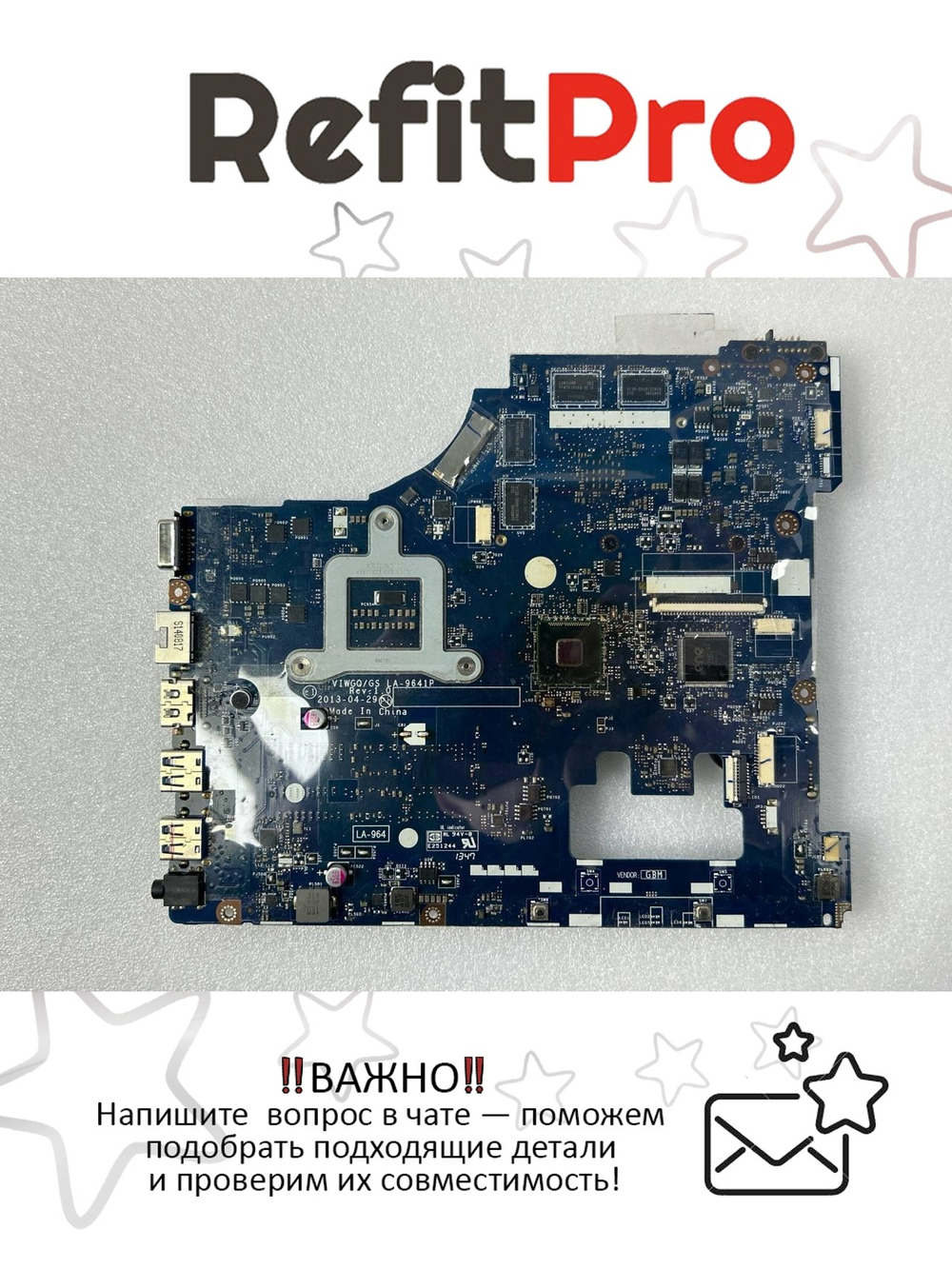 Материнская плата для ноутбука Lenovo G510 VIWGQ/VIWGS LA-9641P HM86 PGA947 W8S DCQC R7 M265 37W OPAL 2G (90005735), оригинал