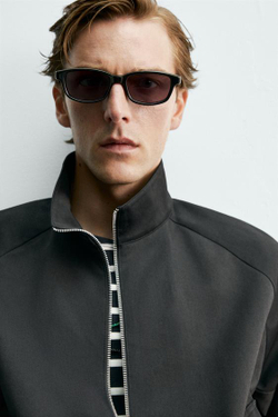 ZARA Х AARON LEVINE КУРТКА REGULAR FIT ИЗ ХЛОПКА И ШЕРСТИ, ЧЕРНЫЙ