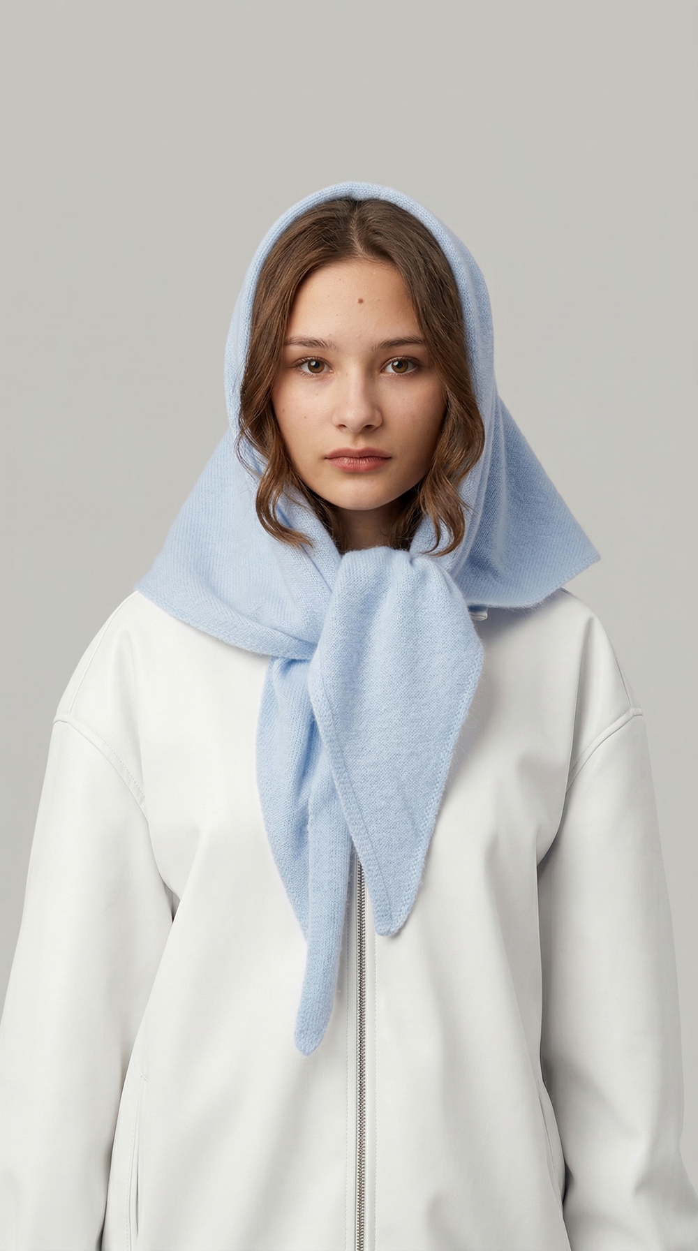 Оренбургский платок-косынка К401-04 голубой