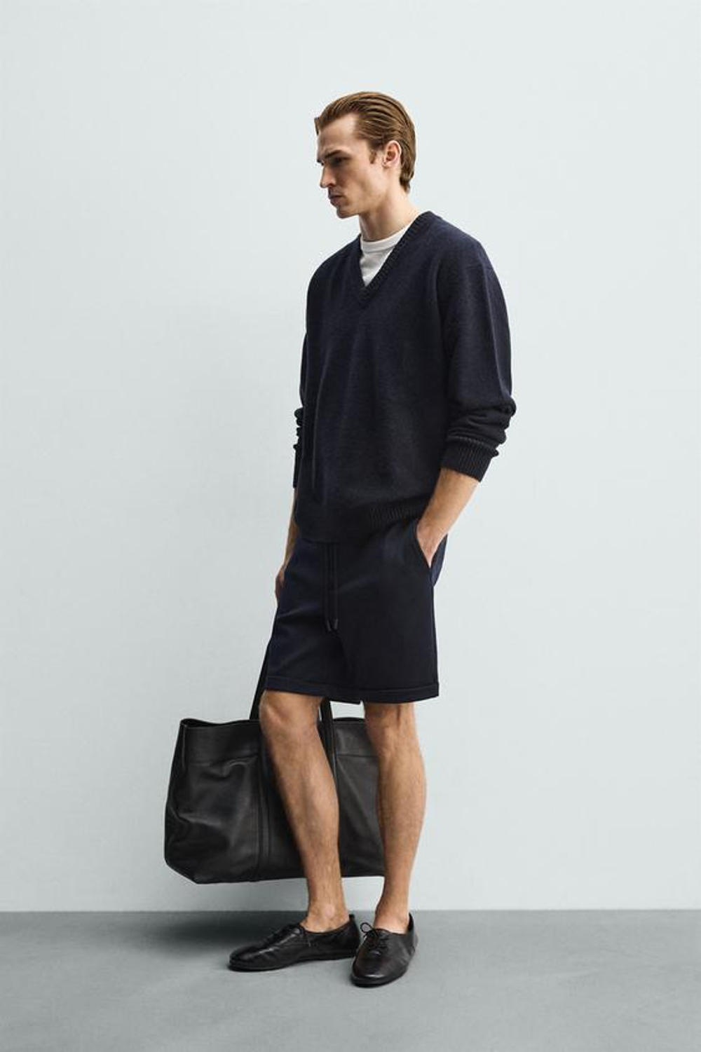 ZARA ШОРТЫ REGULAR FIT COMFORT, МОРСКОЙ СИНИЙ МЕЛАНЖ