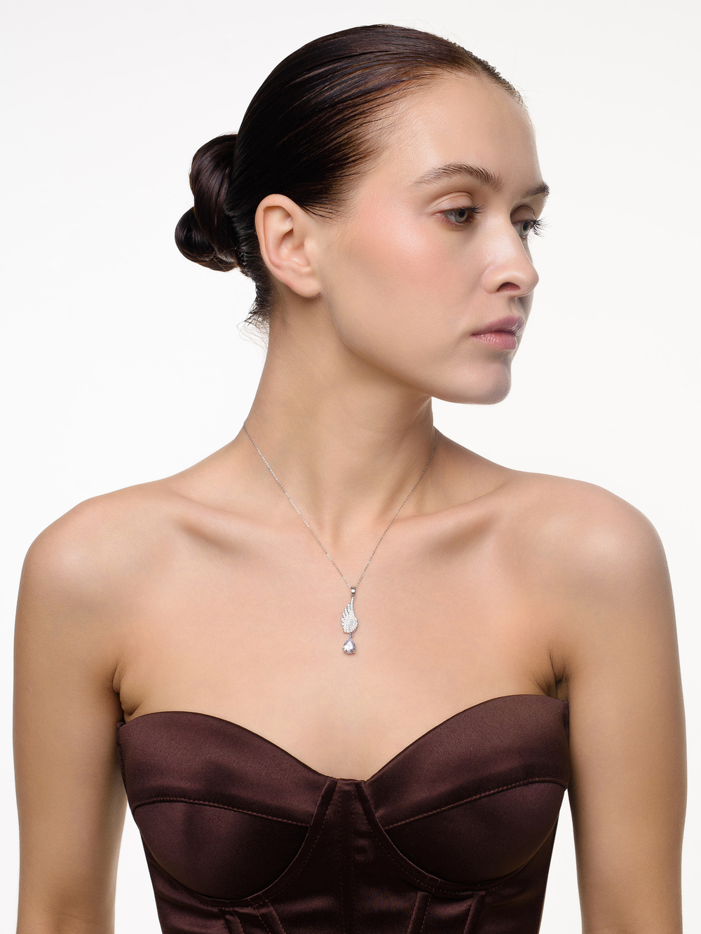 Колье "Wing Shine Crystal" Silver