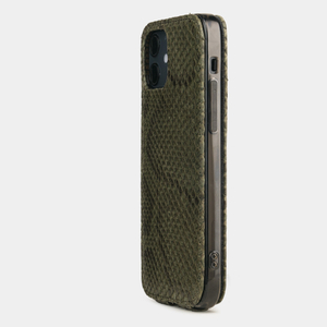 Чехол для iPhone 12 Mini из натуральной кожи питона, зеленого цвета