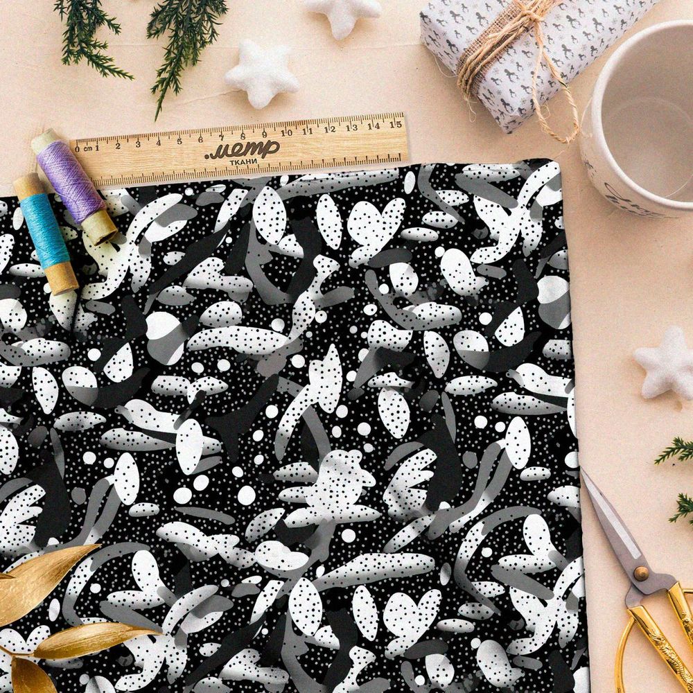 Ткань премиум шифон зимние метаморфозы