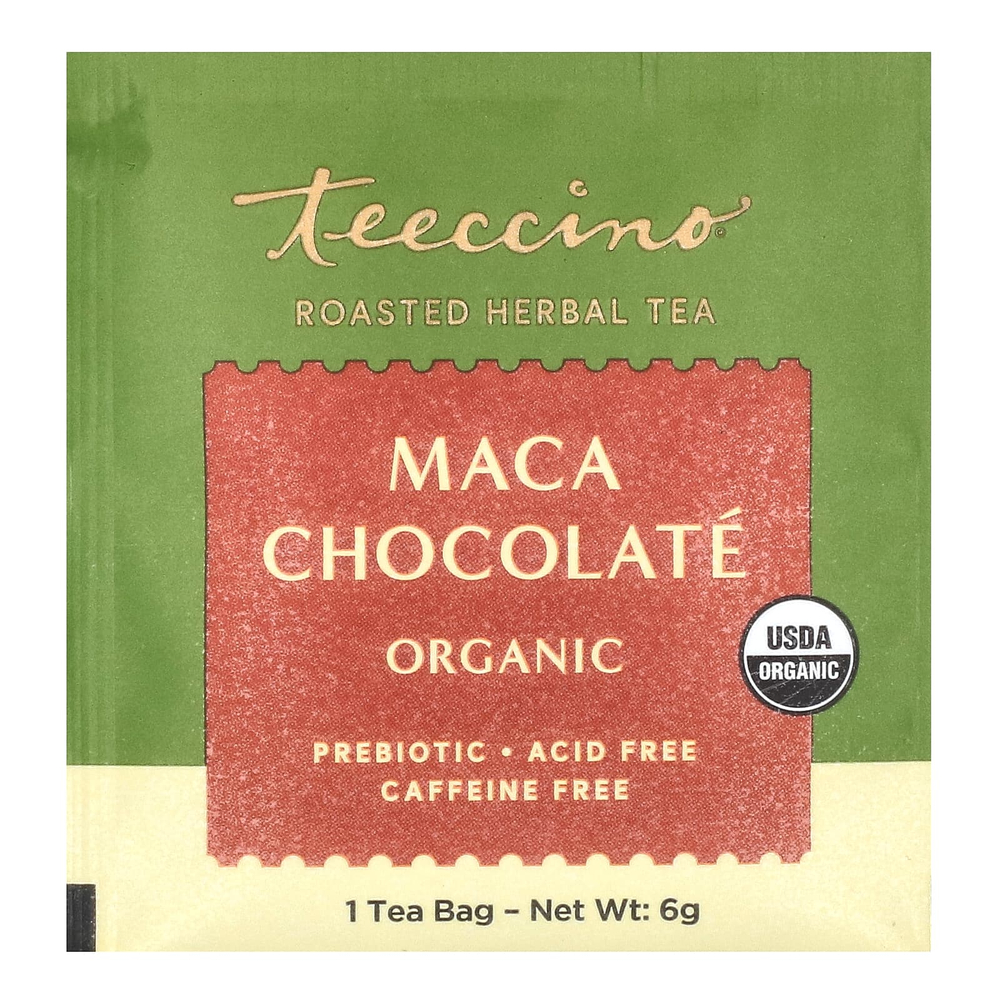 Teeccino, Органический обжаренный травяной чай, шоколад с мака, без кофеина, 10 чайных пакетиков, 60 г (2,12 унции)