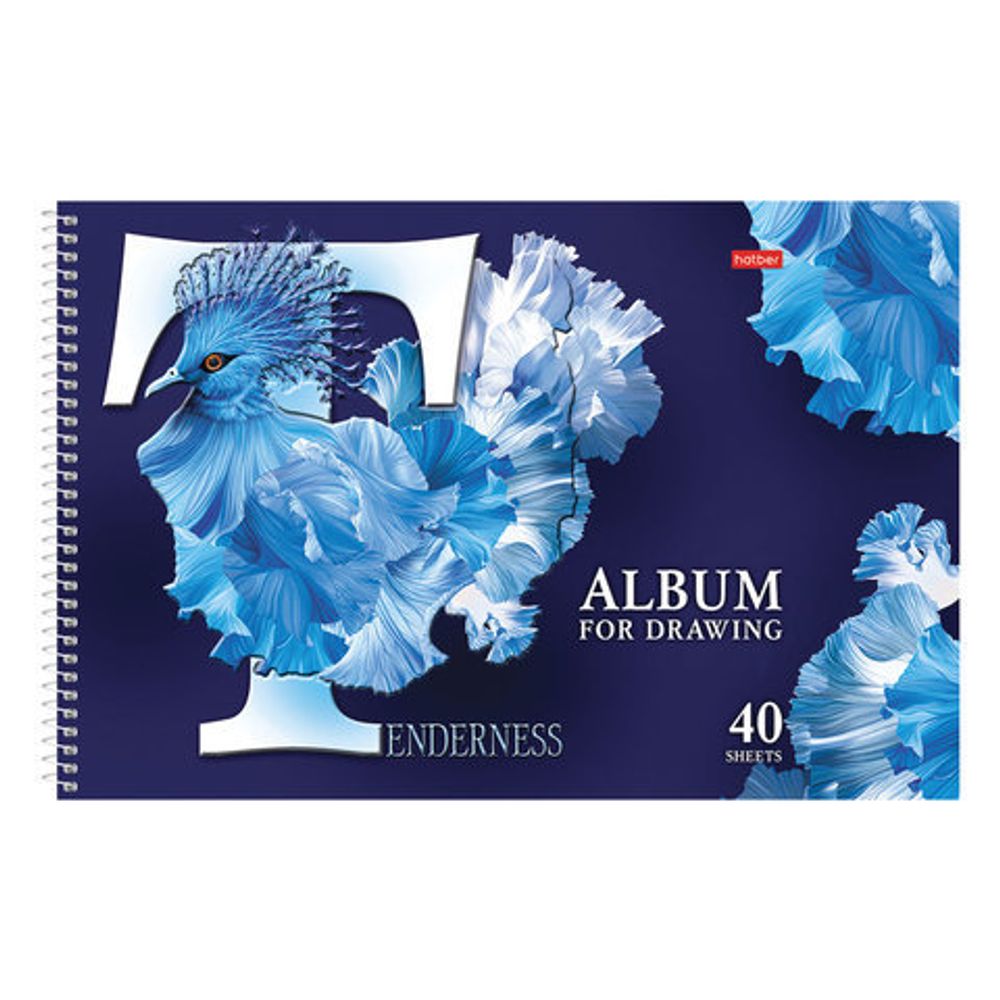 Альбом для рисования, А4, 40 листов, спираль, конгрев, фольга, HATBER, 205х300 мм, "Beautiful birds" (5), 40А4КфвлВсп
