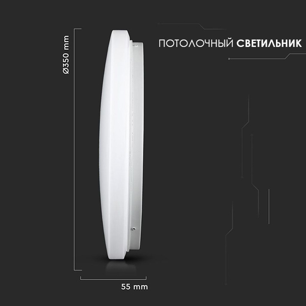 Накладной светодиодный светильник V-TAC, 24 Вт, 3000К 4000K 6400К, IP20, SKU 217607