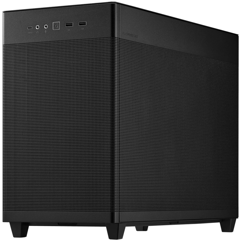 Корпус ASUS Prime AP201 Tempered Glass MicroATX Case Black - stylish 33-liter MicroATX case with tool-free side panels, with support for 360 mm coolers, graphics cards up to 338 mm long, and standard ATX PSUs