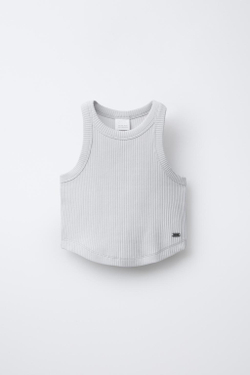 ZARA ТОП В РУБЧИК СО СПИНОЙ-БОРЦОВКОЙ, СЕРЫЙ