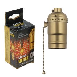DLC-V-H01Z-E27 BRONZE Патрон декоративный. серия Vintage. Выключатель шнуровой цепочка. Материал алюминий. Цвет бронза. ТМ Uniel.