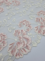 Вышивка на сетке молочный/розовый люрекс К803 24 см
