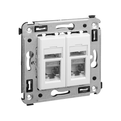 Компьютерная розетка RJ-45 в стену, кат.6 двойная экранированная,"Avanti", "Белое облако"