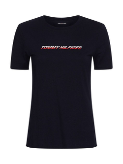 Женская теннисная футболка Tommy Hilfiger Regular Graphic C-NK Tee SS - Turquoise