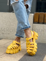 Женские желтые сандалии Prada