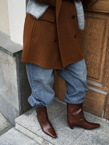 Коричневое пальто-пиджак из шерсти COLINE