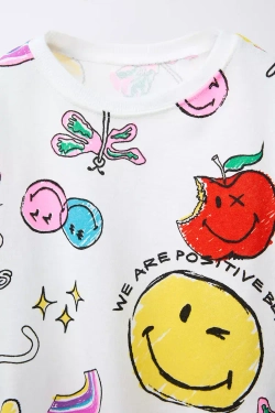 ZARA ФУТБОЛКА С ПРИНТОМ SMILEYWORLD ®, БЕЛЫЙ