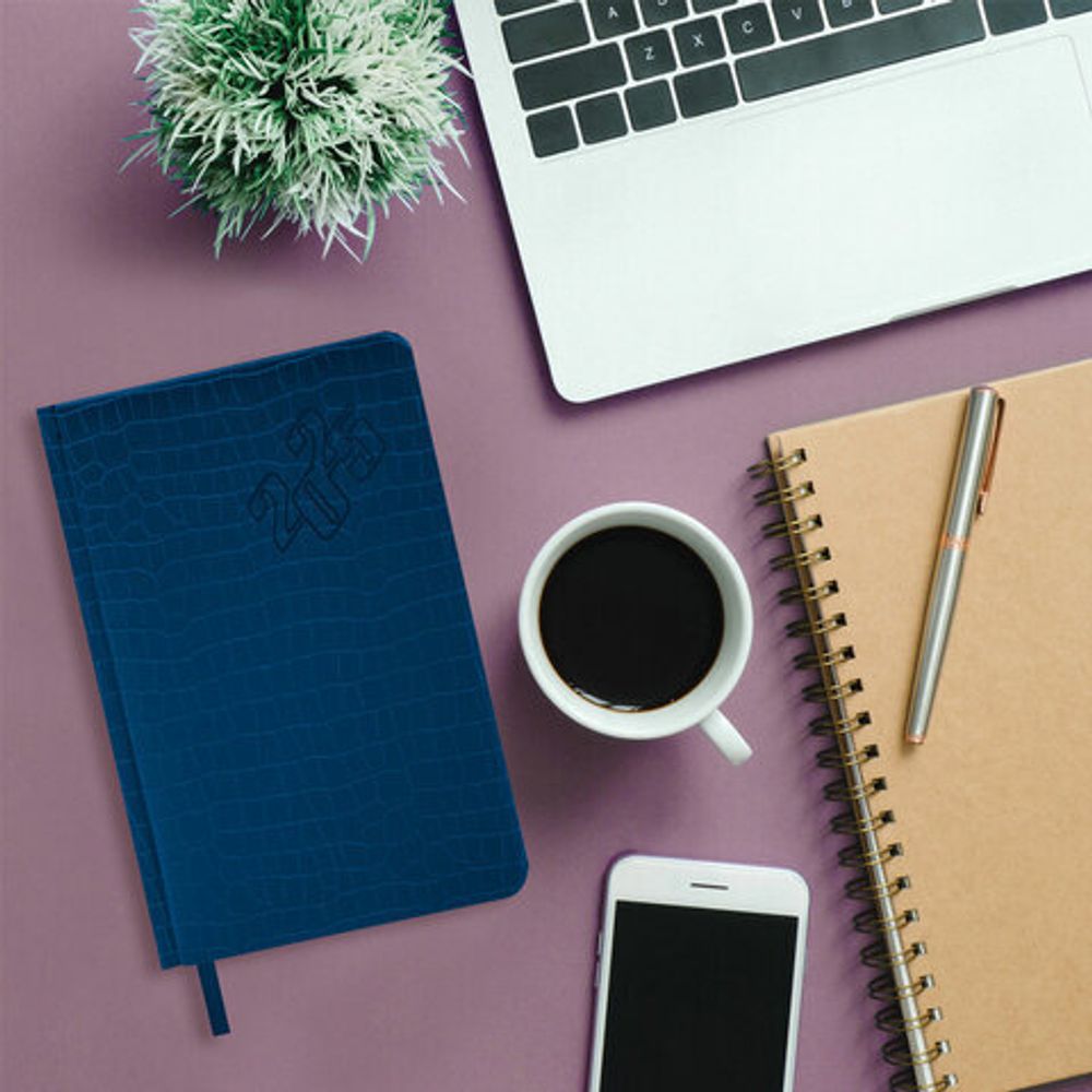 Ежедневник датированный 2025, А5, 138x213 мм, BRAUBERG "Comodo", под кожу, синий, 115776