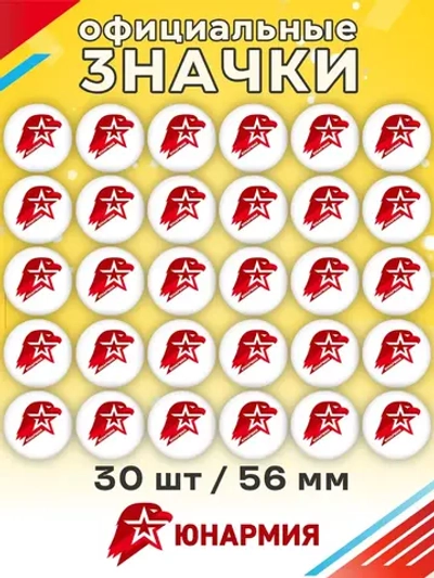Значок ЮНАРМИЯ 30 шт 56 мм