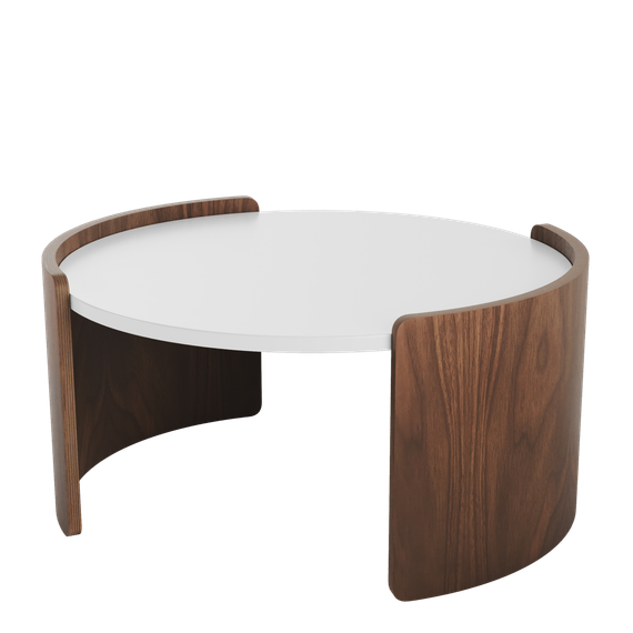 Столик Lagom D 65 см высота 32 см (белый, орех)