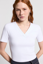 Футболка PESERICO хлопок белая в рубчик В вырез 42р