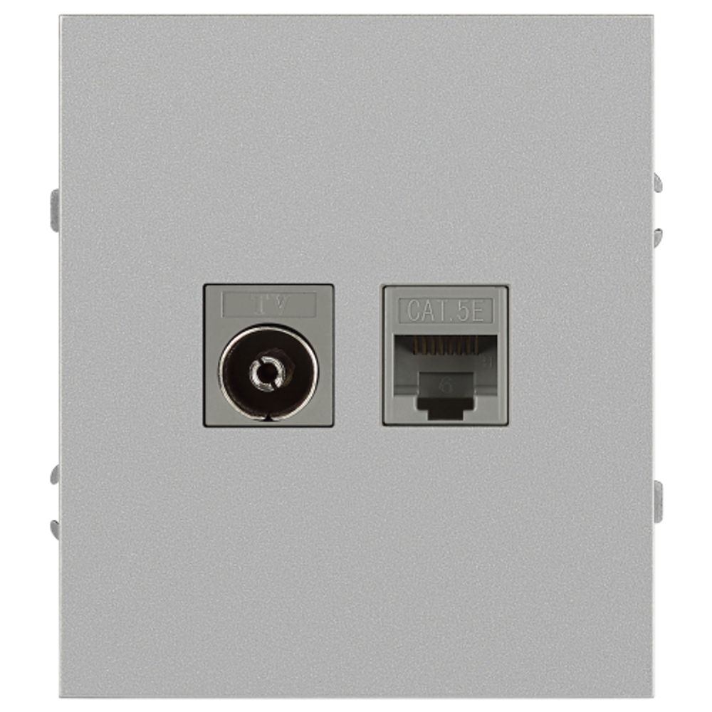 Розетка ЭРА Arktik 16-3110-03 комбинированная RJ45+TV алюминий | Эра Arktik