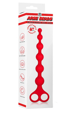 Красная анальная цепочка Ribbed Silicone Anal Beads - 26 см. (Цвет: красный)